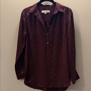 LOFT Maroon Patterned Blouse